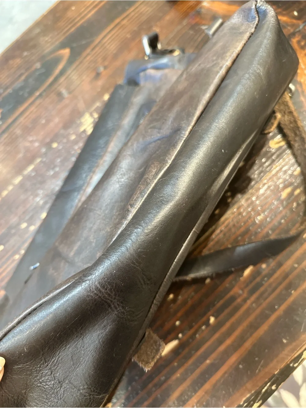 POL Genuine Brown Leather Messenger Bag